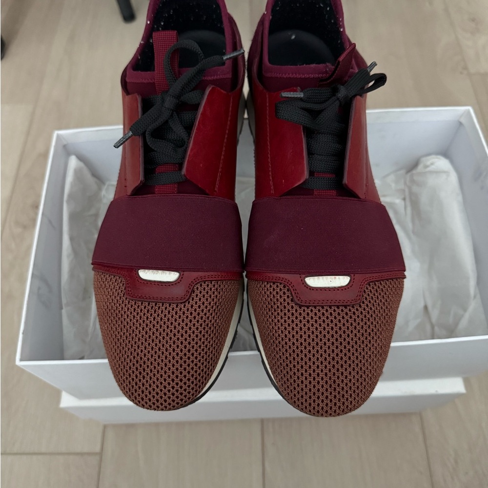 Balenciaga Red and Brown Sneakers for Casual Elegance